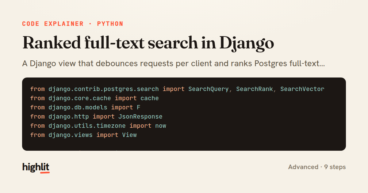 Ranked full-text search in Django — share card