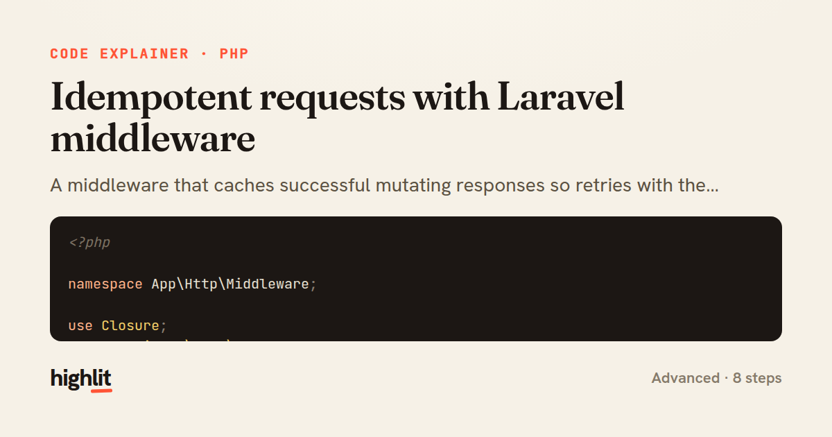 Idempotent requests with Laravel middleware — share card