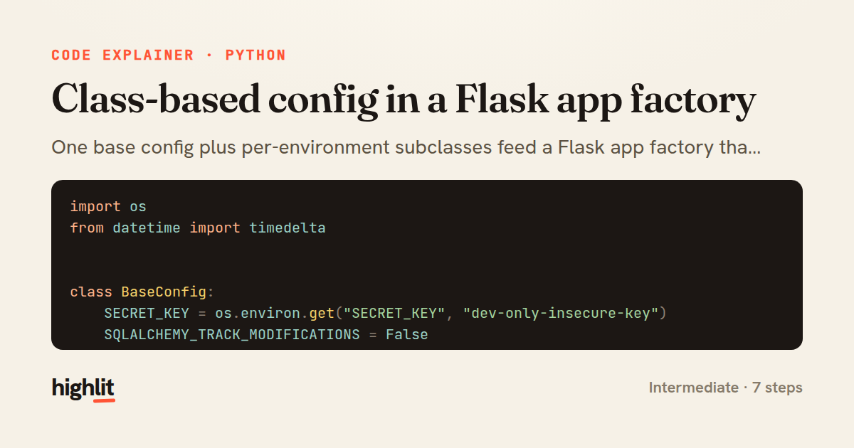 Class-based config in a Flask app factory — share card