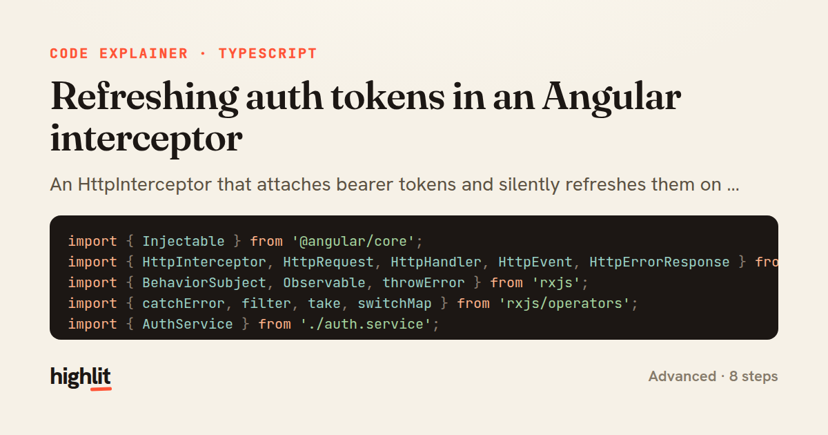 Refreshing auth tokens in an Angular interceptor — share card