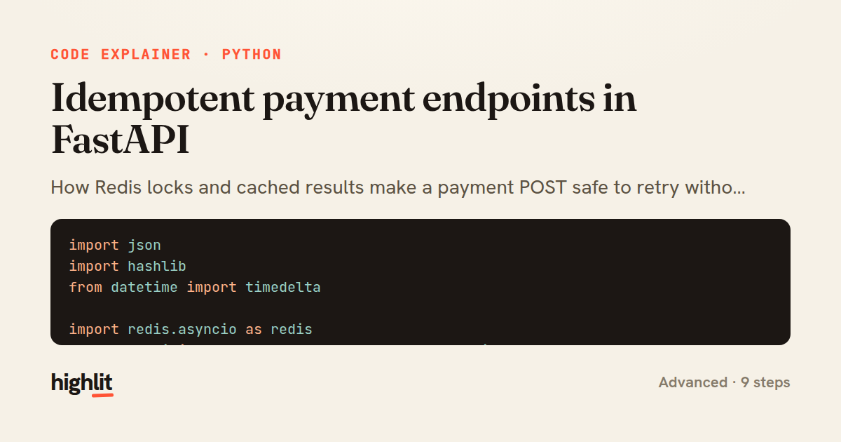 Idempotent payment endpoints in FastAPI — share card