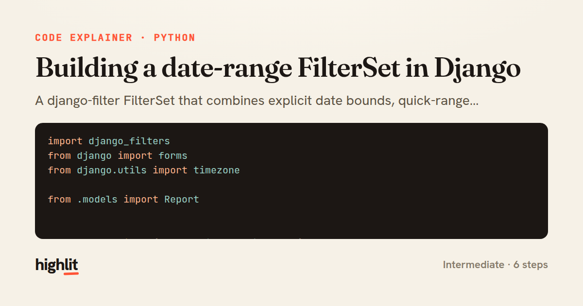Building a date-range FilterSet in Django — share card