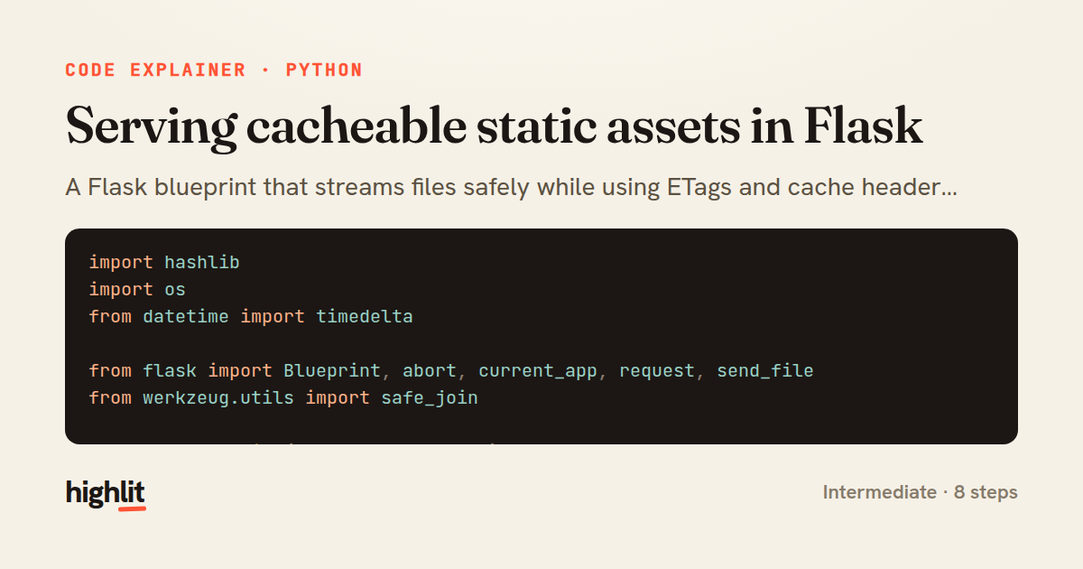 Serving cacheable static assets in Flask — share card