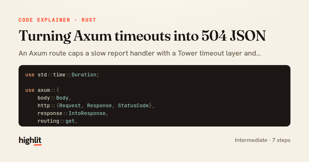 Turning Axum timeouts into 504 JSON — share card
