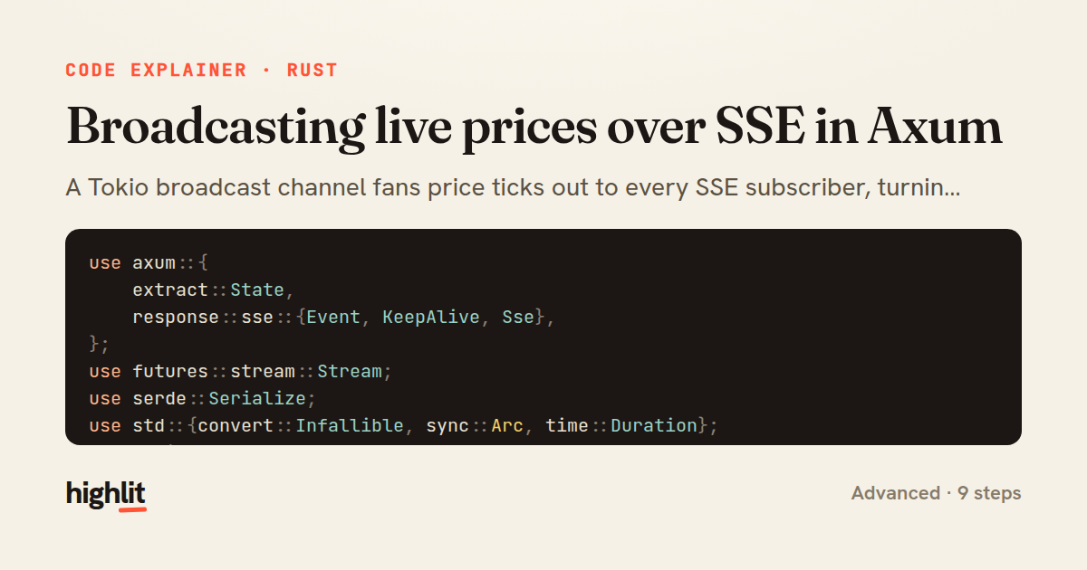 Broadcasting live prices over SSE in Axum — share card