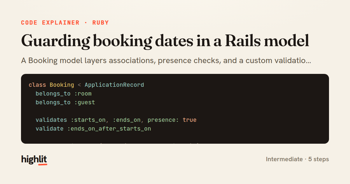 Guarding booking dates in a Rails model — share card