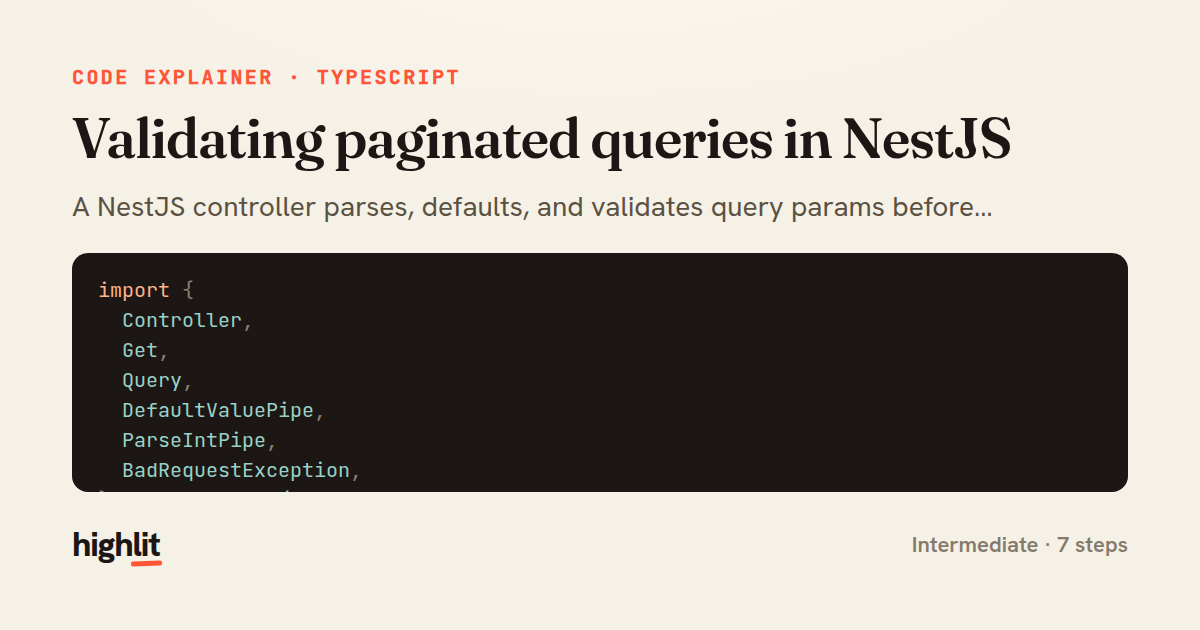 Validating paginated queries in NestJS — share card