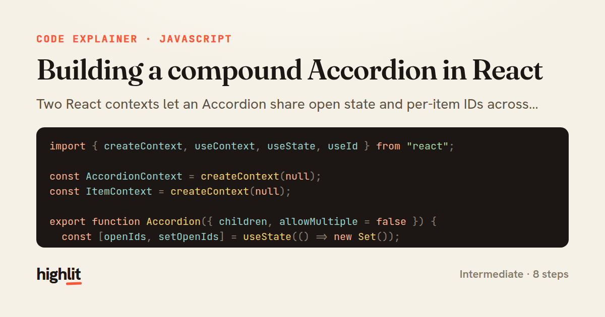 Building a compound Accordion in React — share card