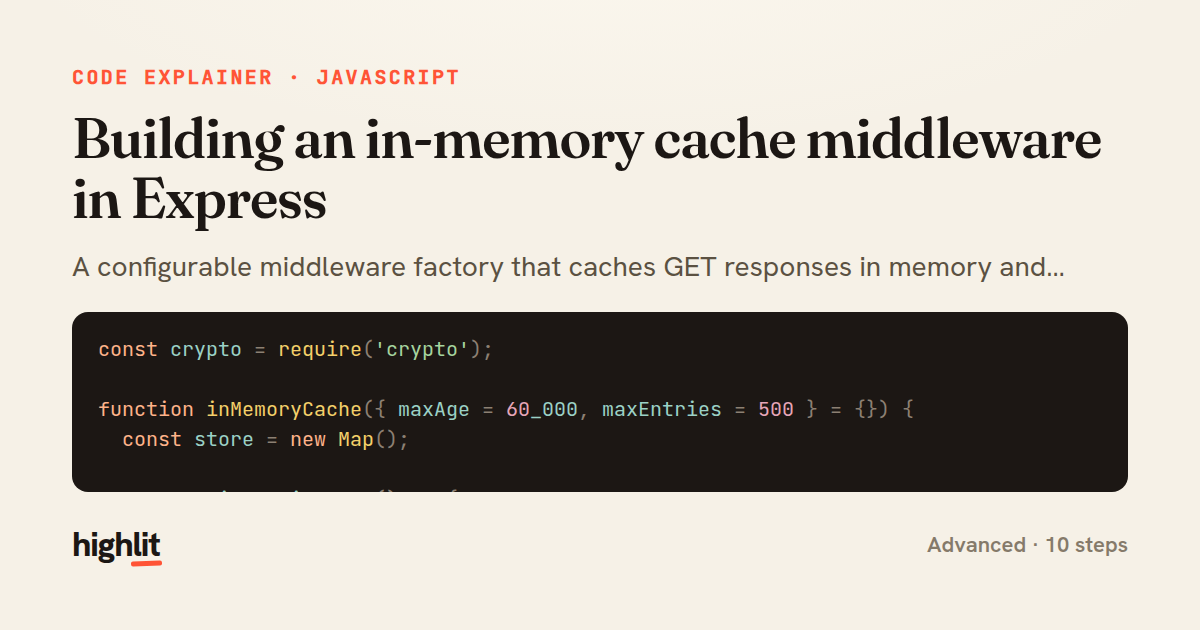 Building an in-memory cache middleware in Express — share card