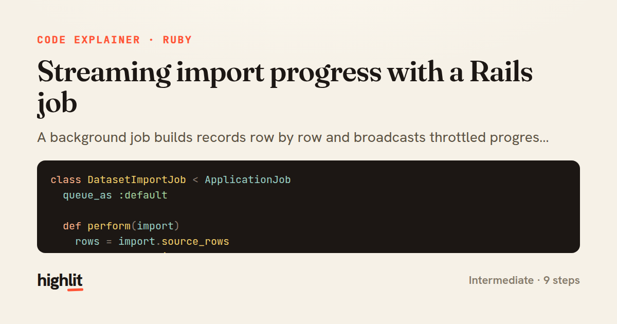Streaming import progress with a Rails job — share card