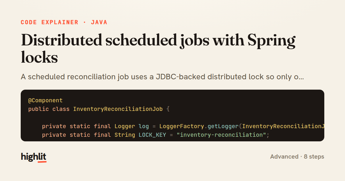 Distributed scheduled jobs with Spring locks — share card