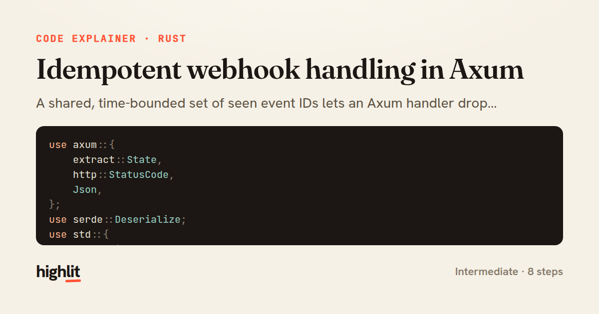 Idempotent webhook handling in Axum — share card