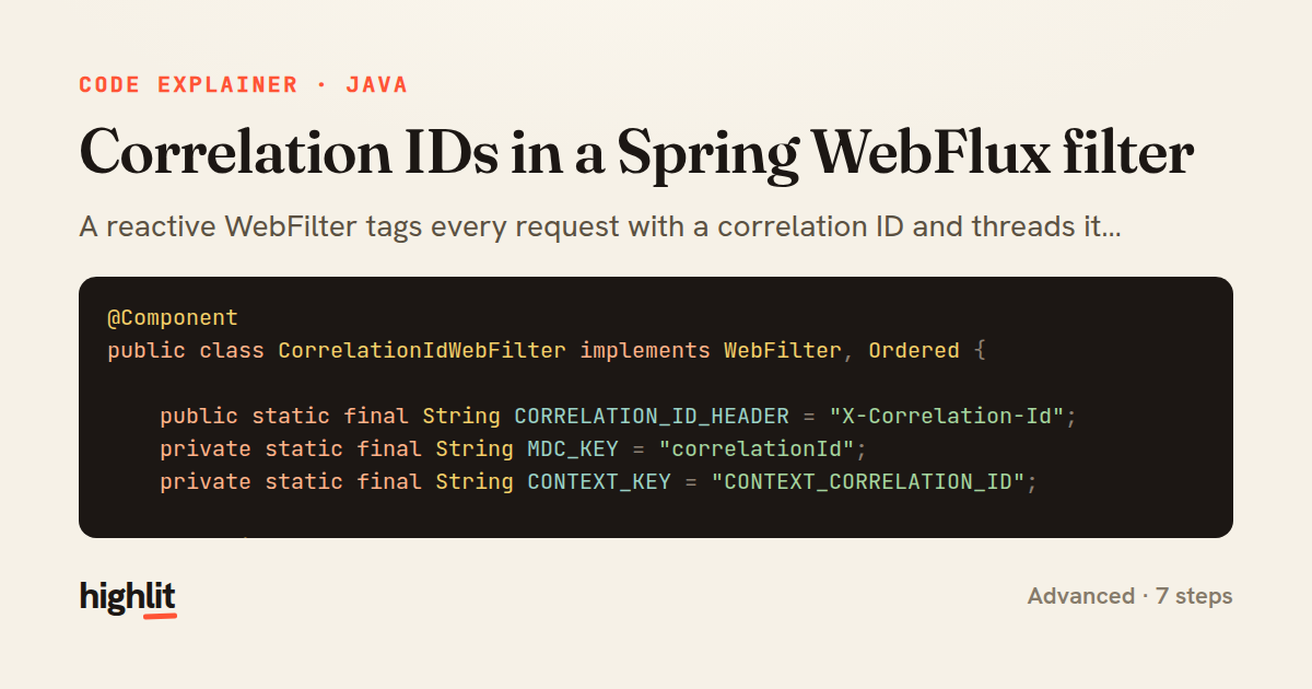 Correlation IDs in a Spring WebFlux filter — share card
