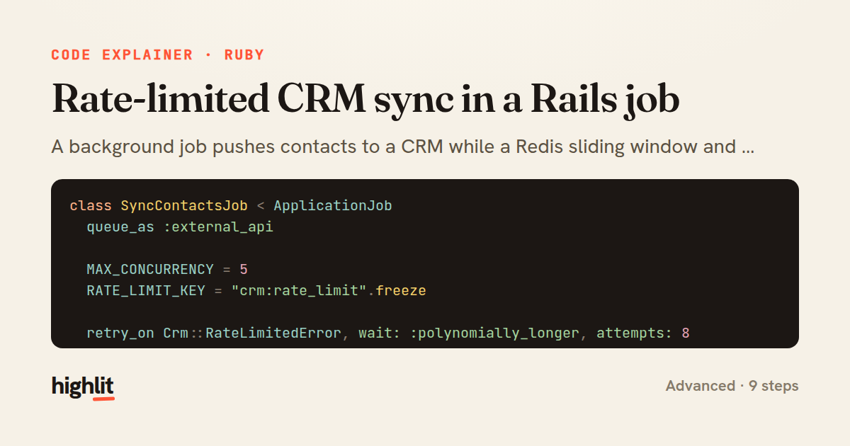 Rate-limited CRM sync in a Rails job — share card