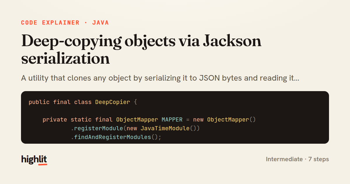 Deep-copying objects via Jackson serialization — share card