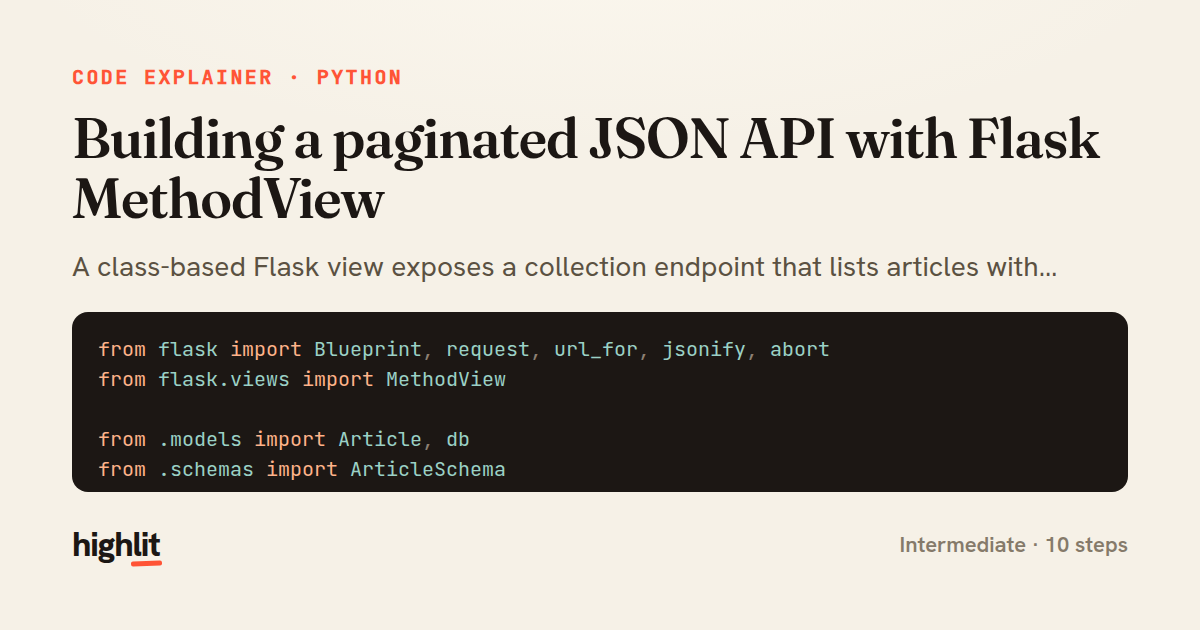 Building a paginated JSON API with Flask MethodView — share card
