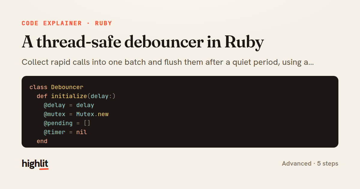 A thread-safe debouncer in Ruby — share card