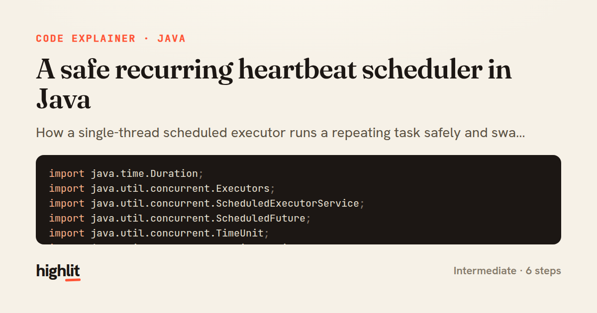 A safe recurring heartbeat scheduler in Java — share card