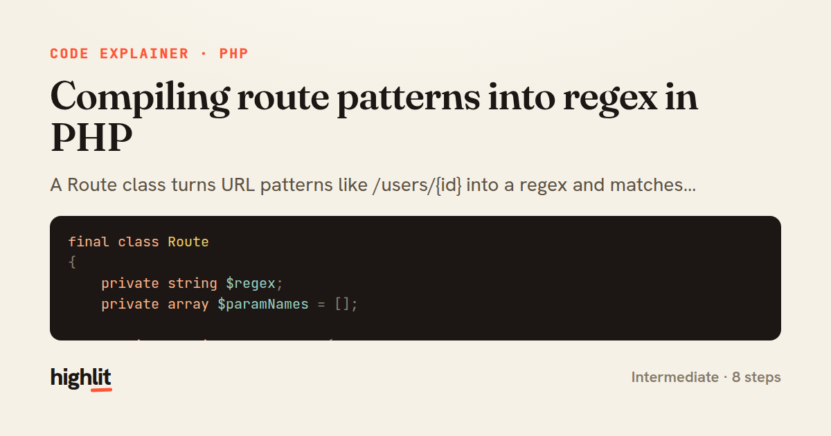 Compiling route patterns into regex in PHP — share card