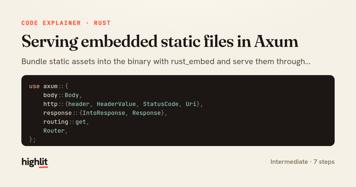 Serving embedded static files in Axum — share card