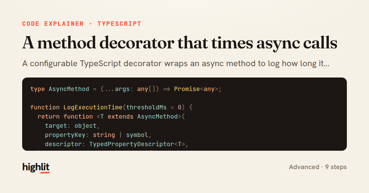 A method decorator that times async calls — share card