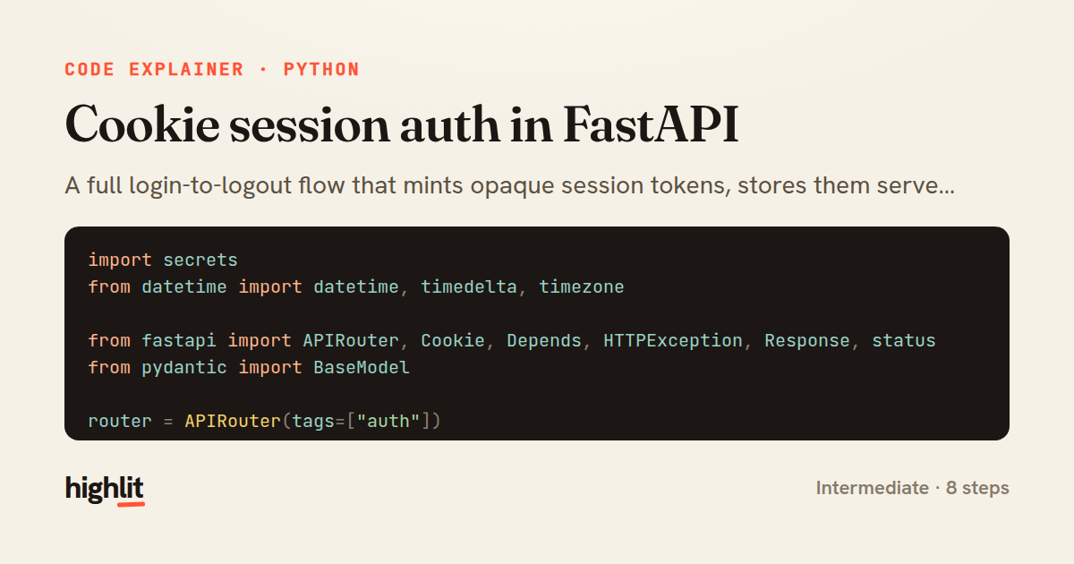 Cookie session auth in FastAPI — share card