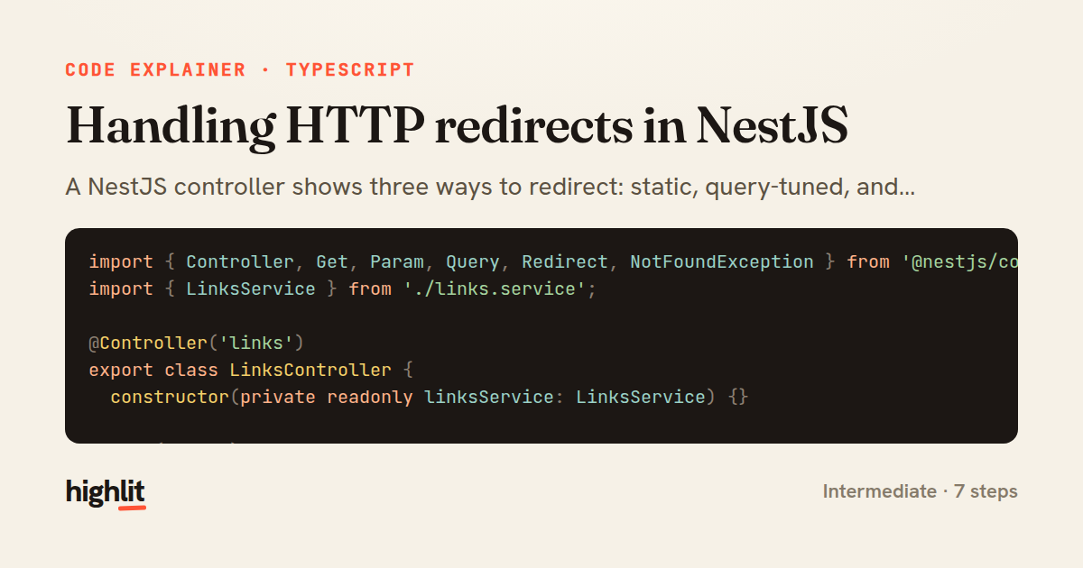 Handling HTTP redirects in NestJS — share card