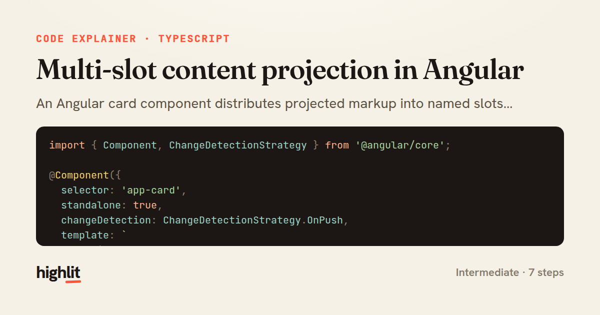 Multi-slot content projection in Angular — share card