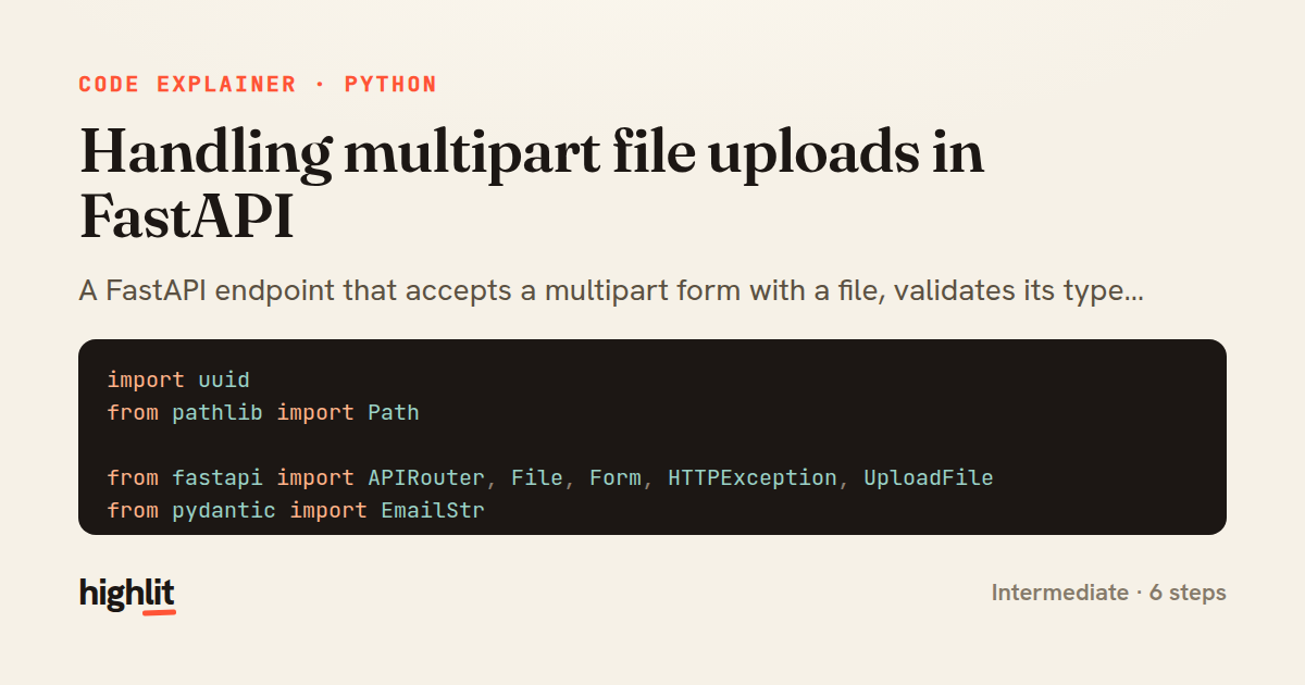 Handling multipart file uploads in FastAPI — share card