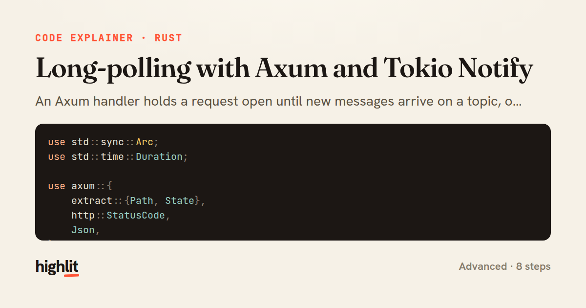 Long-polling with Axum and Tokio Notify — share card