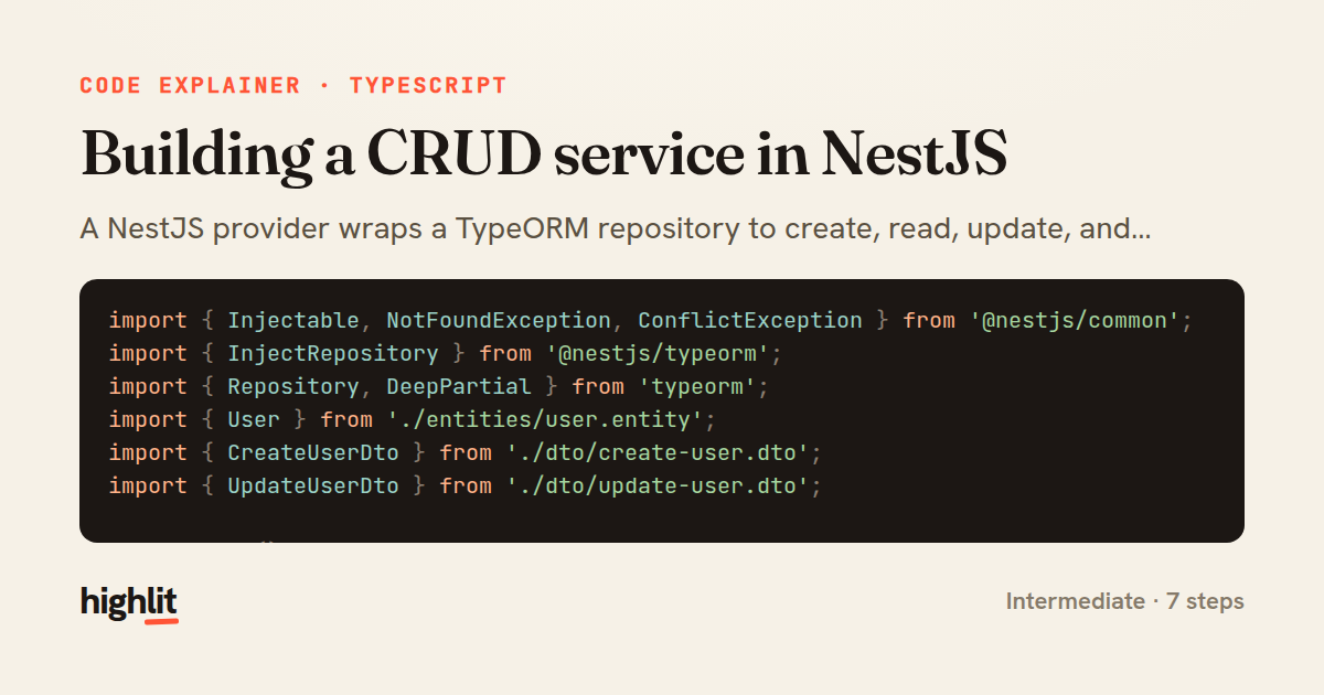 Building a CRUD service in NestJS — share card