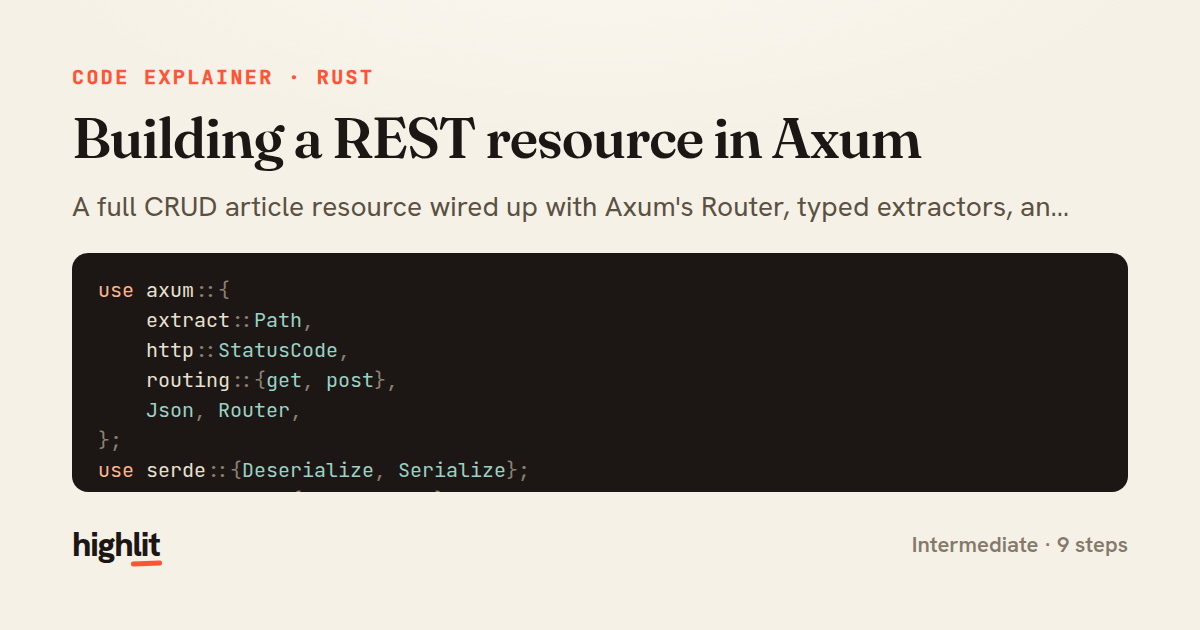 Building a REST resource in Axum — share card