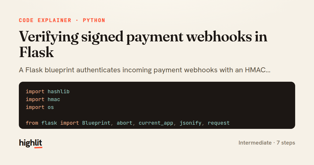 Verifying signed payment webhooks in Flask — share card