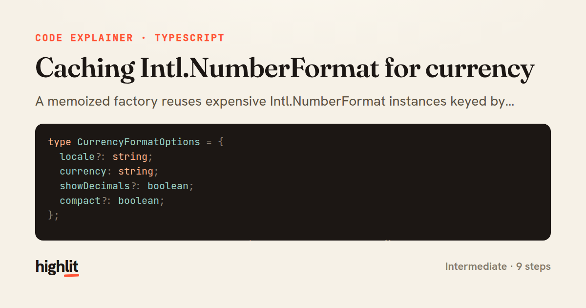 Caching Intl.NumberFormat for currency — share card