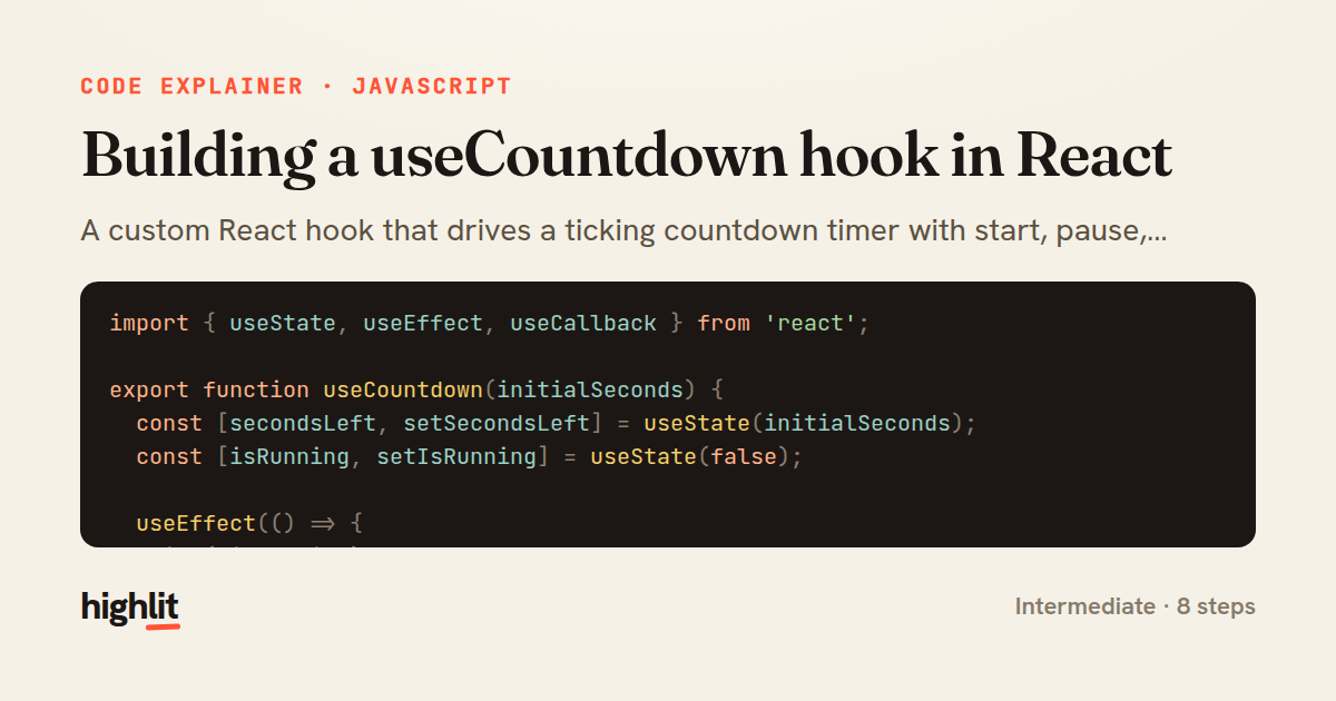 Building a useCountdown hook in React — share card