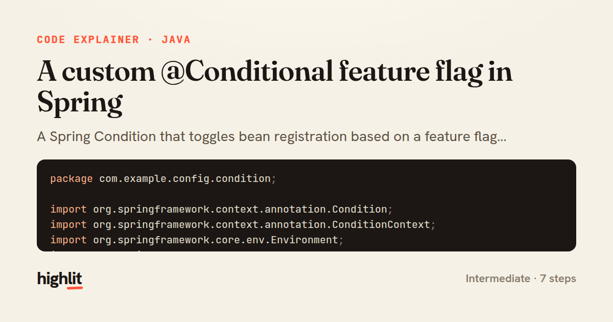 A custom @Conditional feature flag in Spring — share card