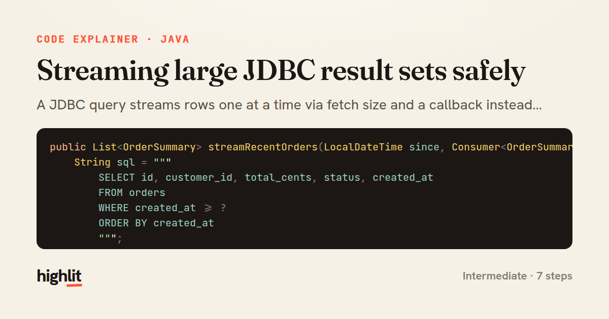 Streaming large JDBC result sets safely — share card