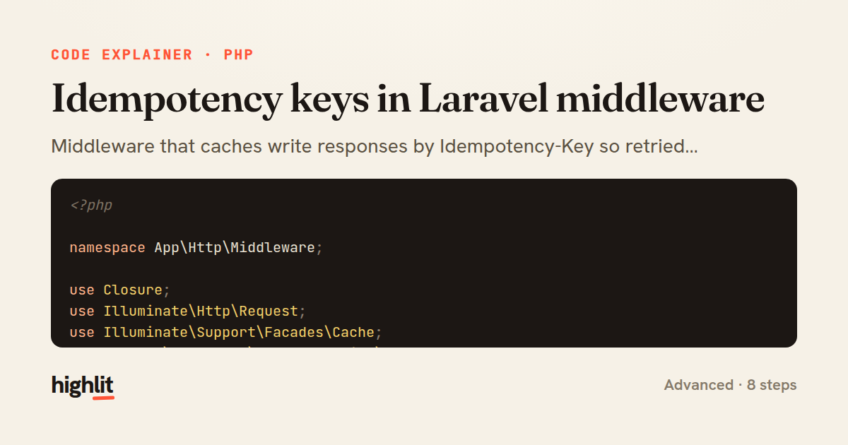 Idempotency keys in Laravel middleware — share card