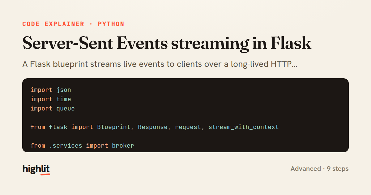 Server-Sent Events streaming in Flask — share card