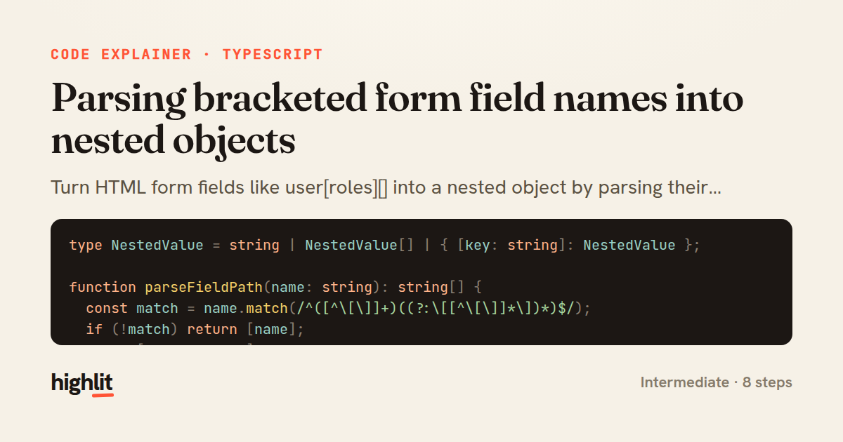 Parsing bracketed form field names into nested objects — share card