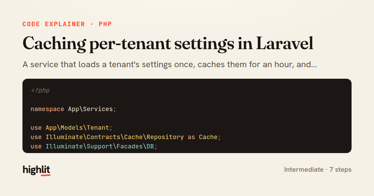 Caching per-tenant settings in Laravel — share card