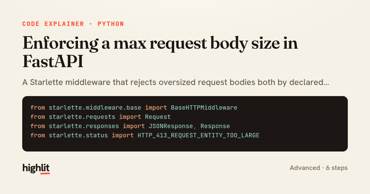 Enforcing a max request body size in FastAPI — share card