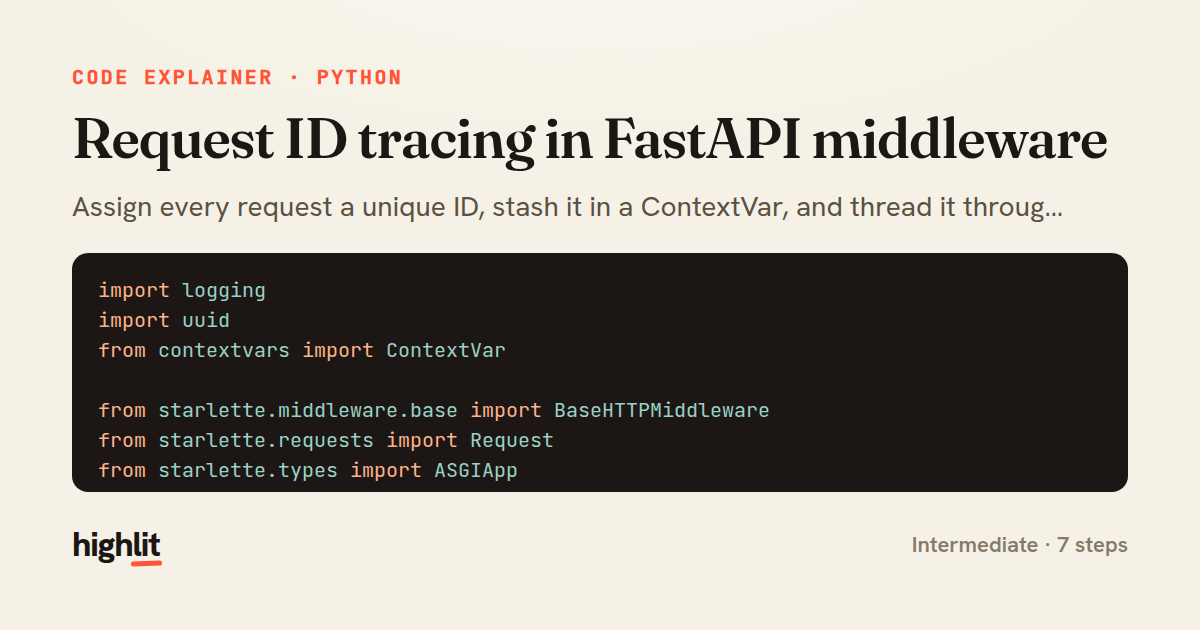 Request ID tracing in FastAPI middleware — share card