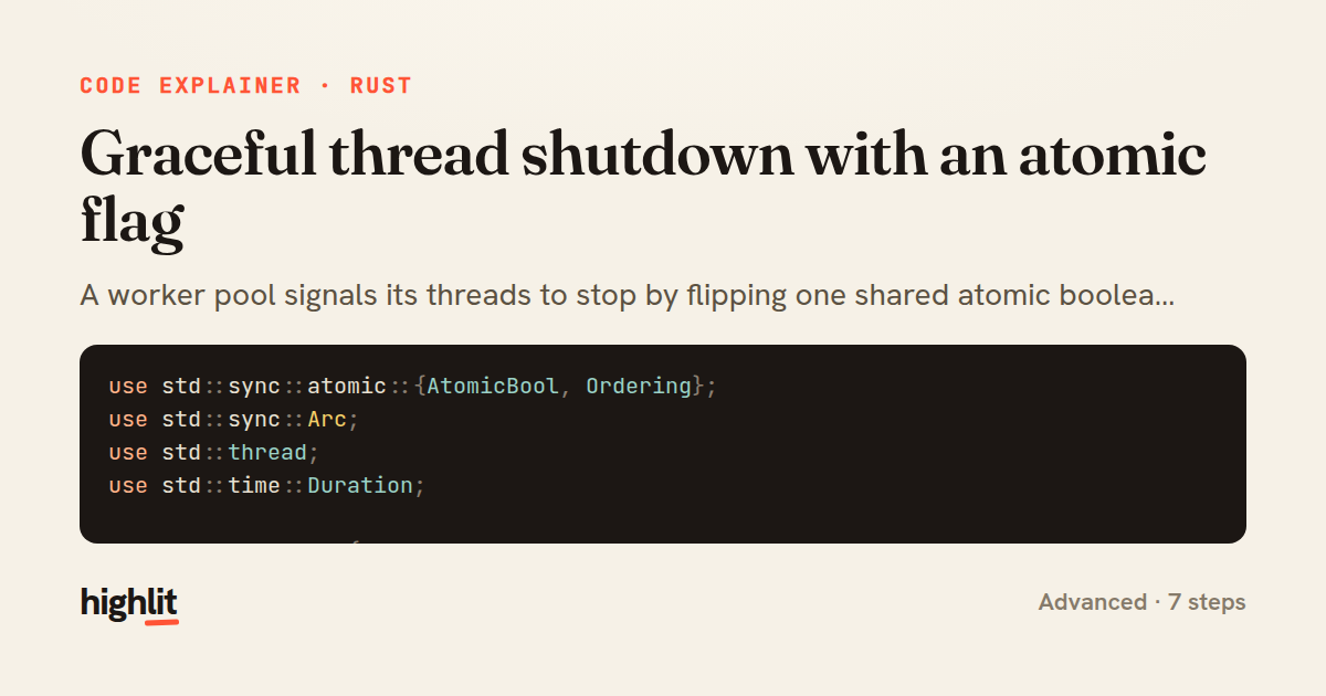 Graceful thread shutdown with an atomic flag — share card