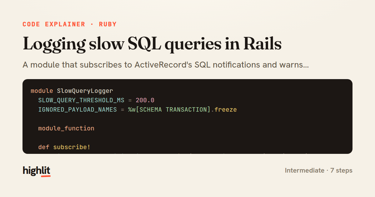 Logging slow SQL queries in Rails — share card