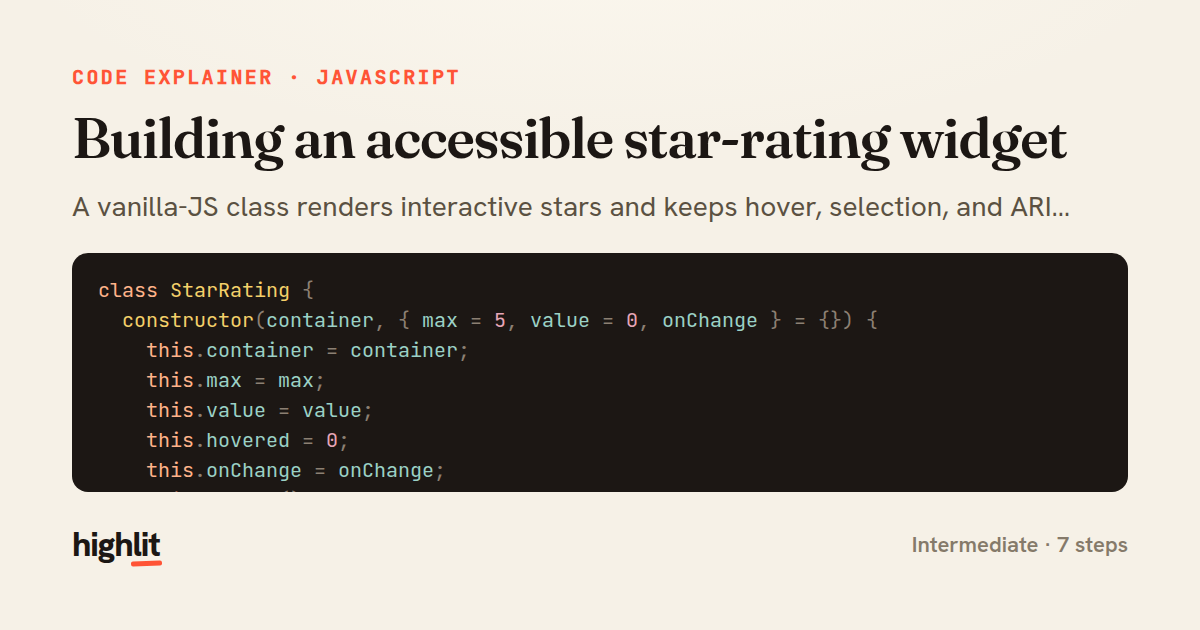 Building an accessible star-rating widget — share card