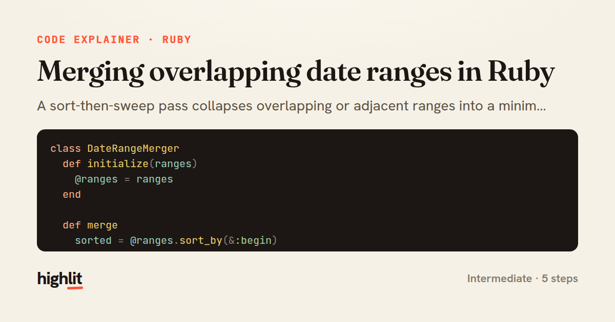 Merging overlapping date ranges in Ruby — share card