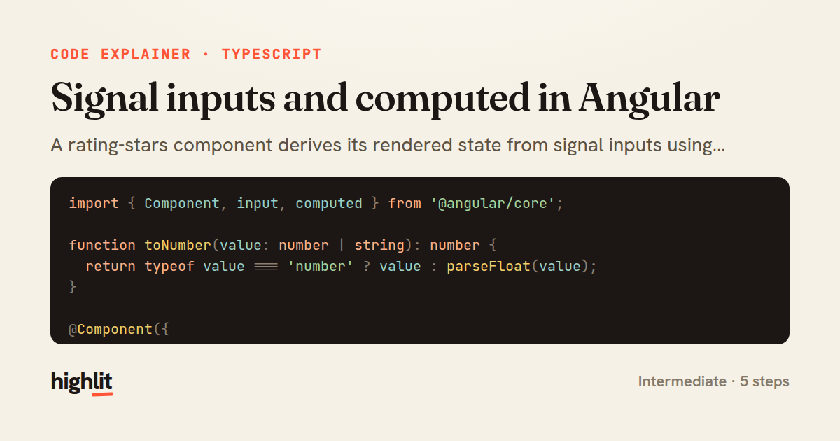 Signal inputs and computed in Angular — share card