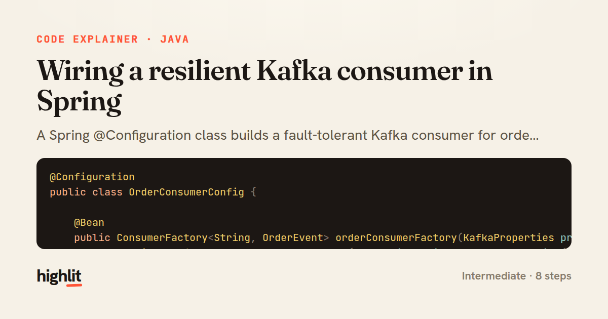 Wiring a resilient Kafka consumer in Spring — share card