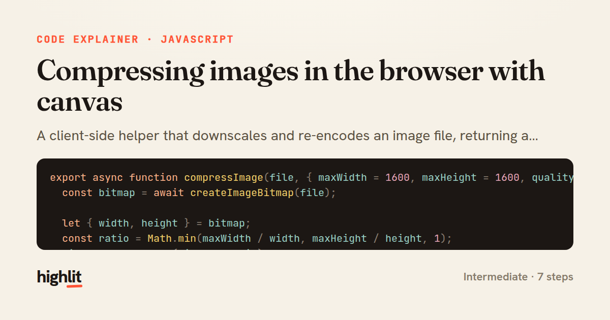 Compressing images in the browser with canvas — share card